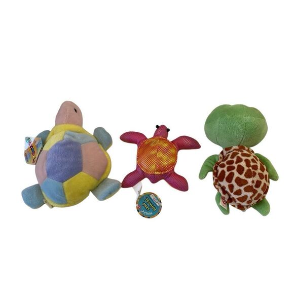 Lot of 3 Plush Turtles Stuffed Animal Sand Kids Zippy Toys Sea Life Ocean - Picture 2 of 15